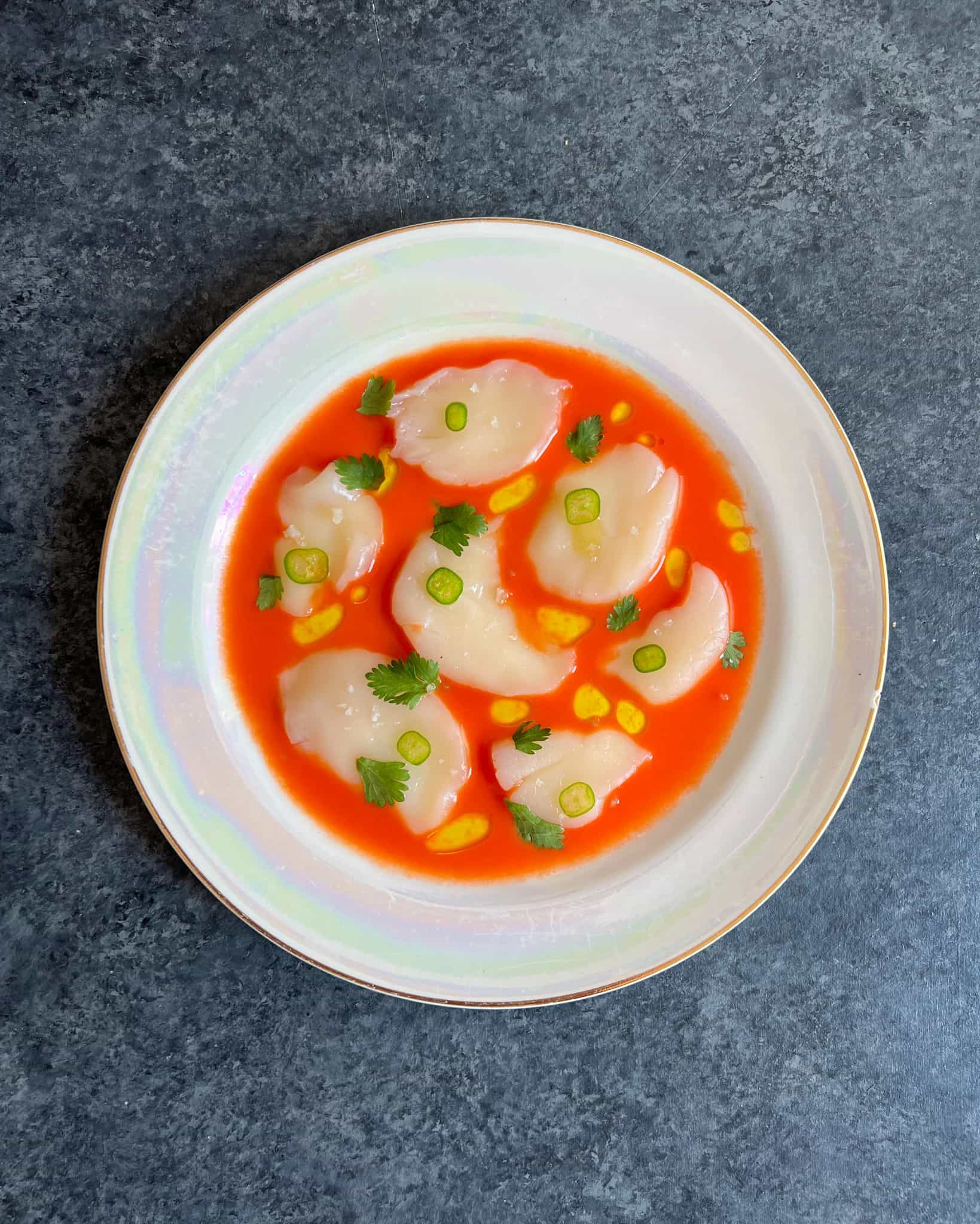 Picture for Scallop Sashimi w/ Watermelon Gazpacho